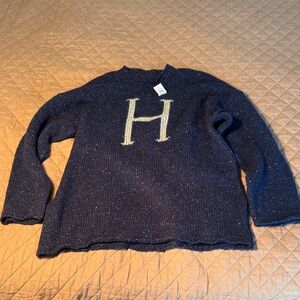 Harry Potter Universal Studios Navy Sweater with Cream “H”